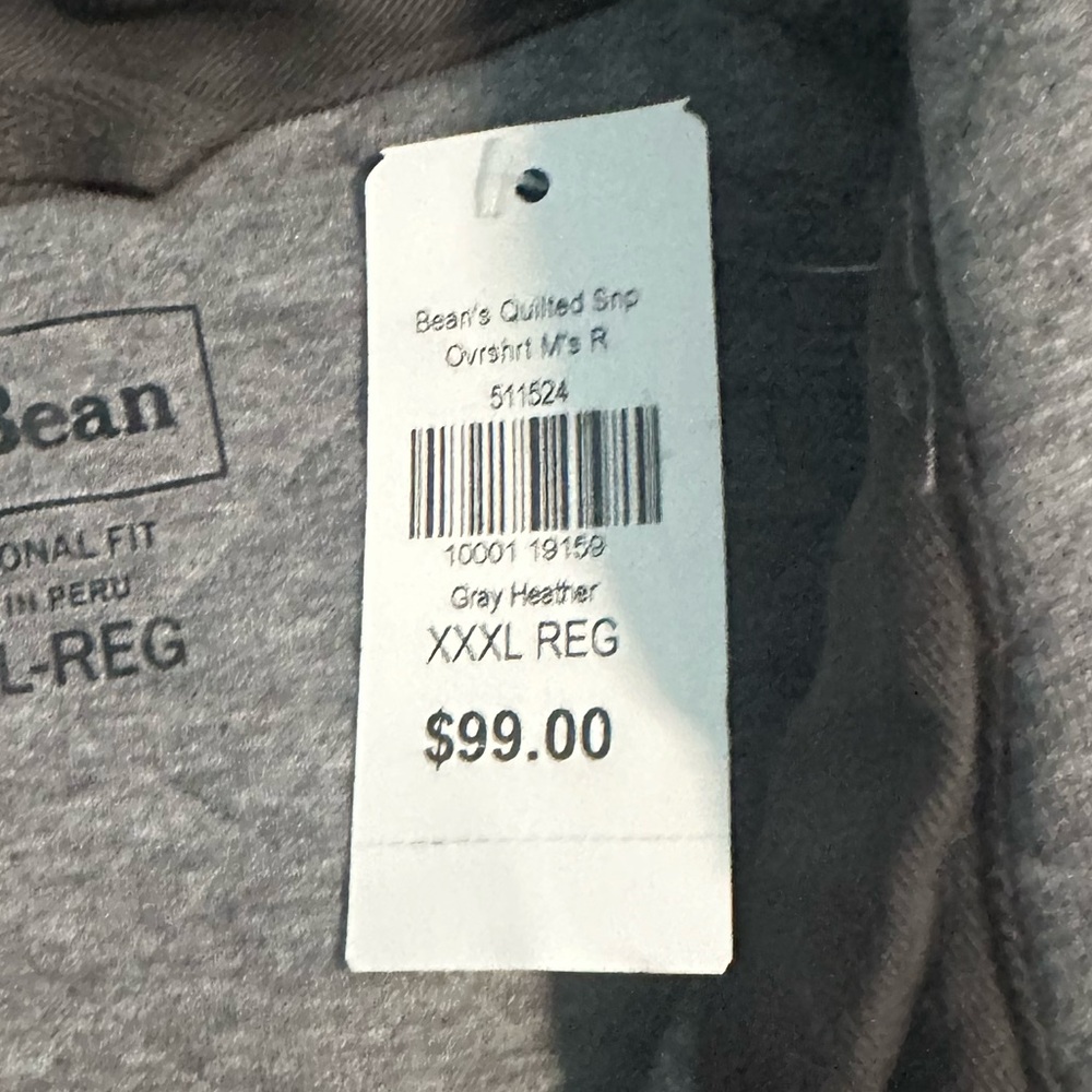 L.L. Bean Men's Quilted Snap Overshirt/Sweatshirt - Picture 5 of 14